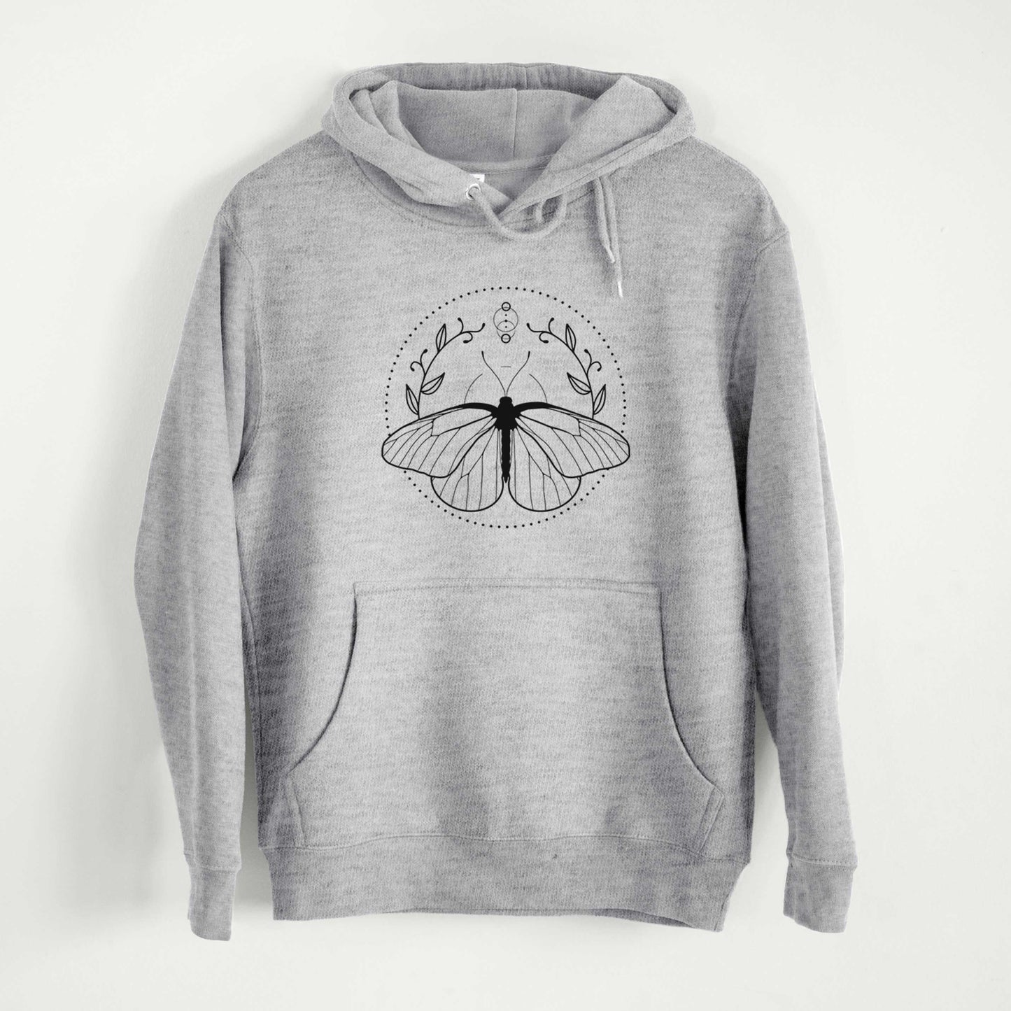 Aporia crataegi - Black Veined White Butterfly  - Mid-Weight Unisex Premium Blend Hoodie