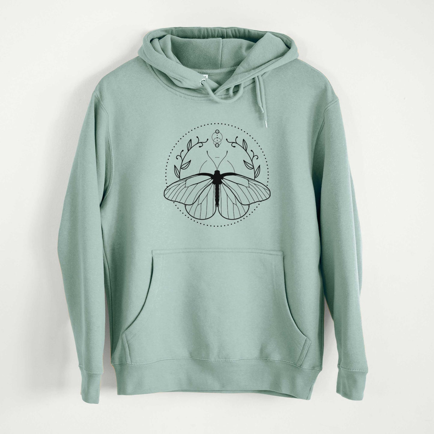 Aporia crataegi - Black Veined White Butterfly  - Mid-Weight Unisex Premium Blend Hoodie