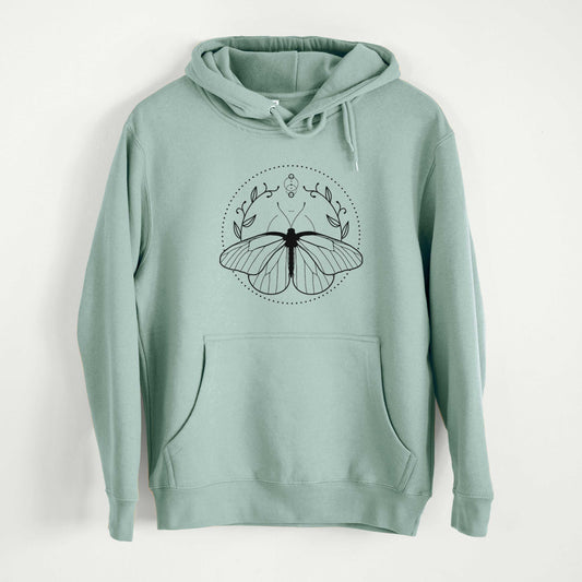 Aporia crataegi - Black Veined White Butterfly  - Mid-Weight Unisex Premium Blend Hoodie