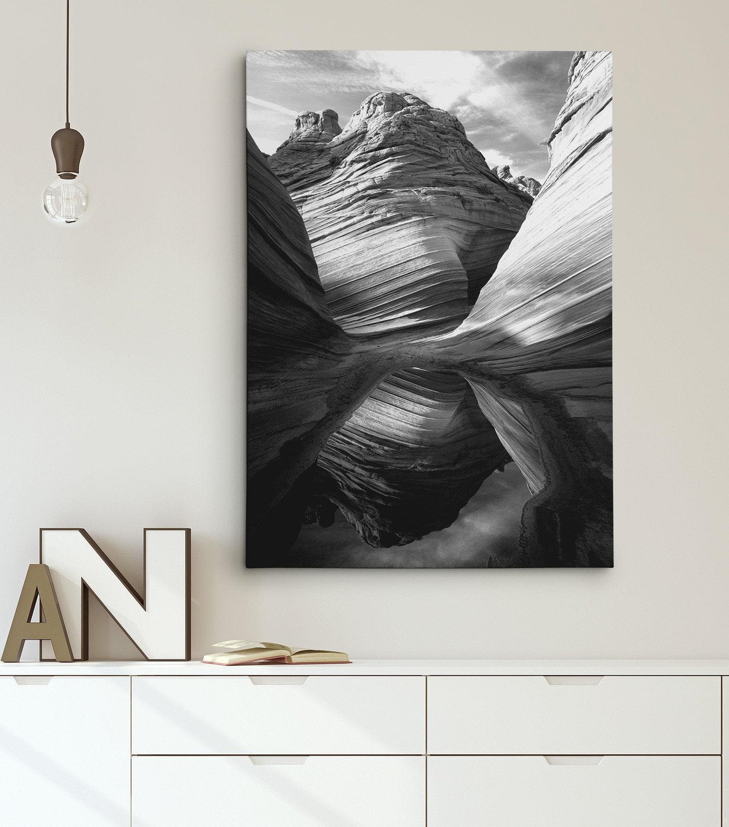 Black and White Arizona Sandstone Rock Canyon Landscape #C103