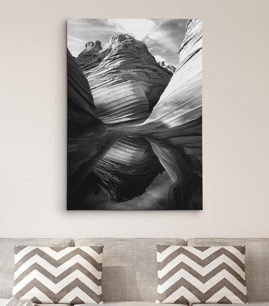 Black and White Arizona Sandstone Rock Canyon Landscape #C103