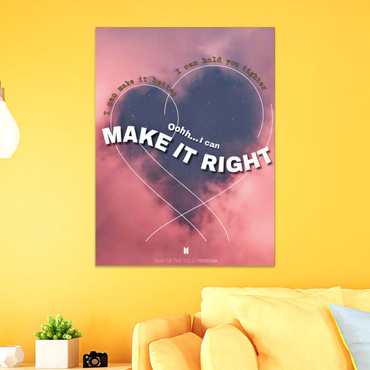 BTS Poster Art Wall Poster Sticky Poster Gift for Fans Make It Right Poster