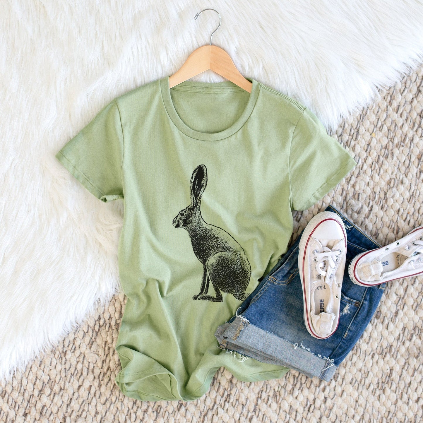 Wild California Hare - Black-tailed Jackrabbit - Women's Crewneck - Made in USA - 100% Organic Cotton