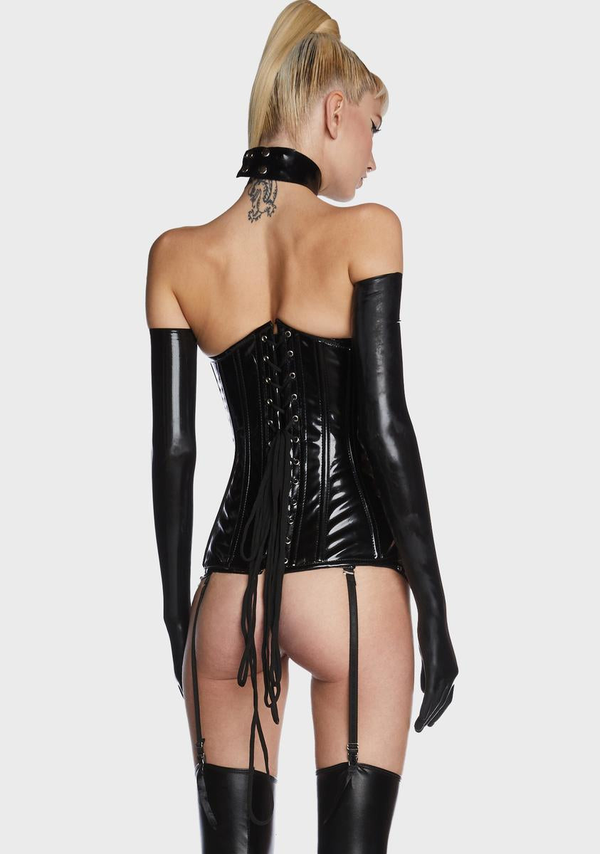 Black Lavish Patent Overbust Corset