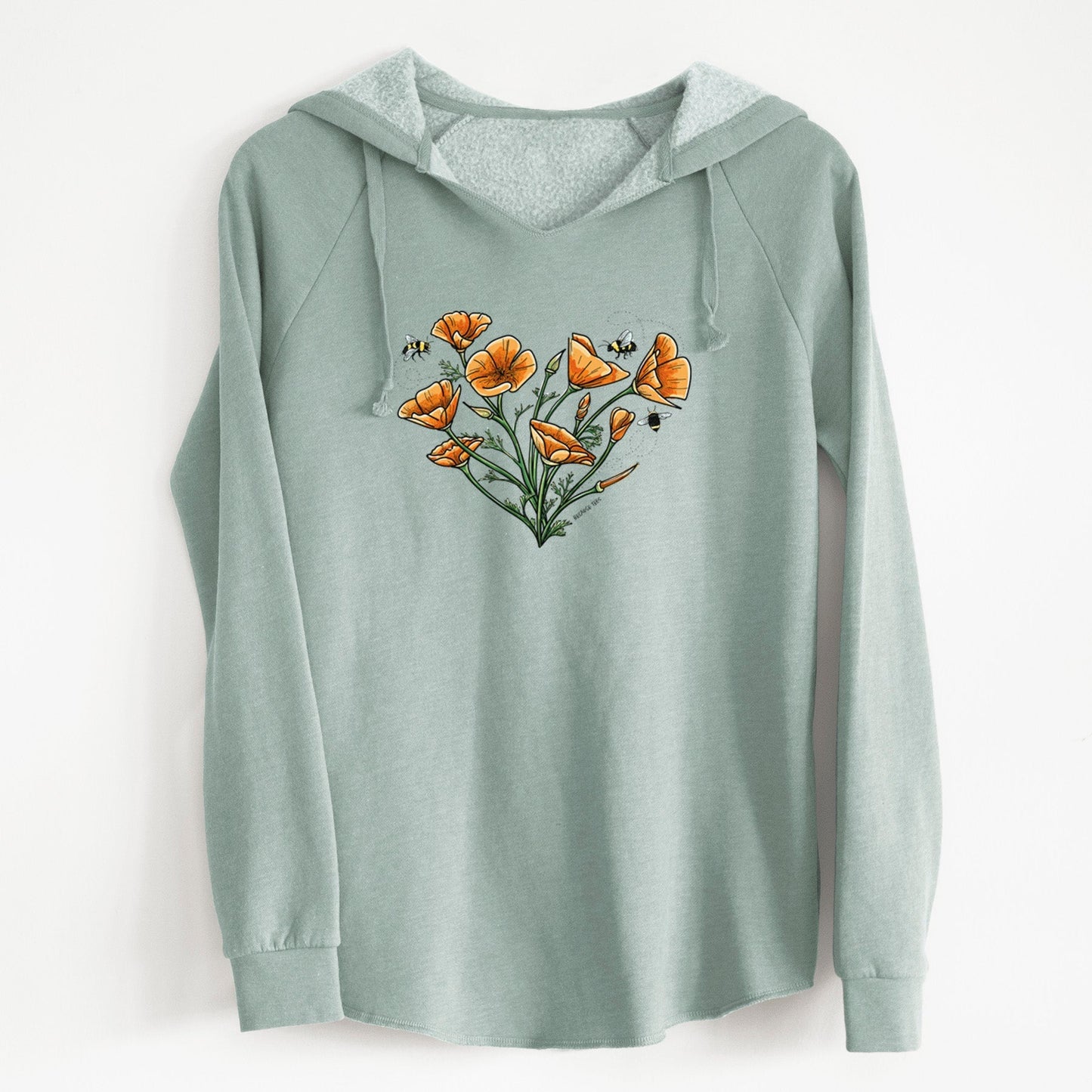 Color California Poppy Heart - Cali Wave Hooded Sweatshirt