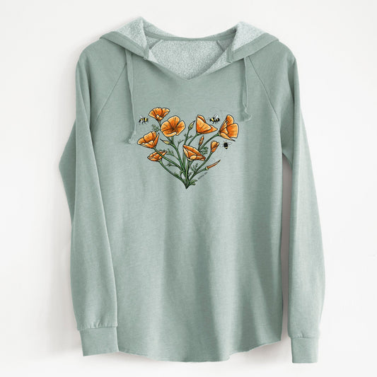 Color California Poppy Heart - Cali Wave Hooded Sweatshirt
