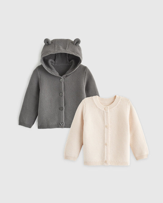 100% Organic Cotton Sweater Cardigan Set 2-Pack
