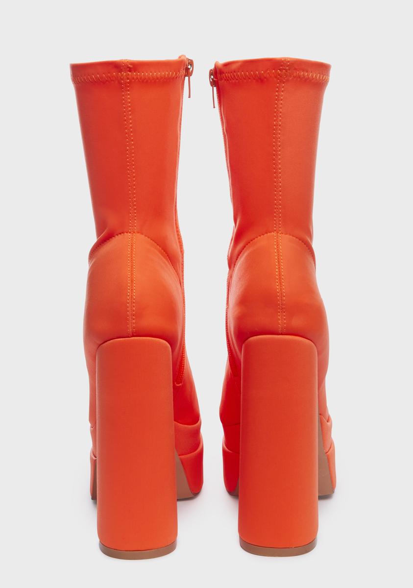 Fancy Night Out Heeled Booties - Orange