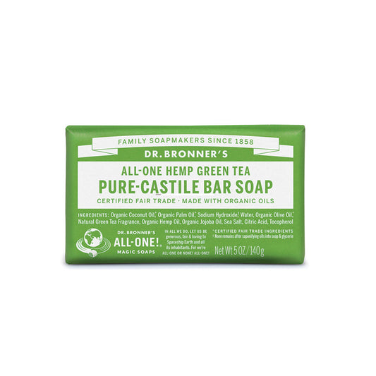 Dr. Bronner's Green Tea  Pure-Castile Bar Soap Hemp All-One 140g
