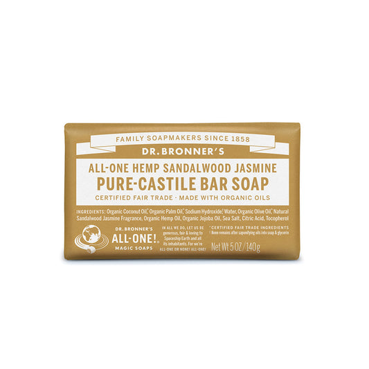 Dr. Bronner's Sandalwood Jasmine Pure-Castile Bar Soap Hemp All-One 140g