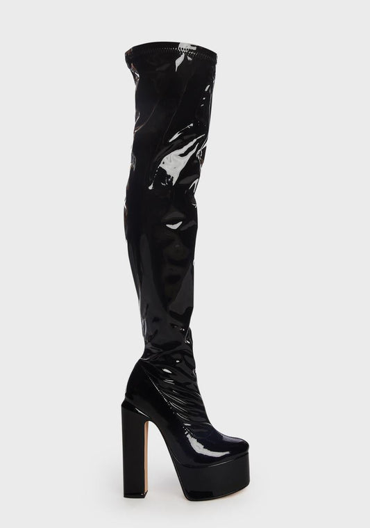Black Cranston Thigh-High Boots