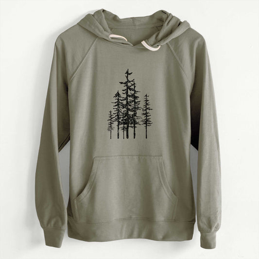 Evergreen Trees  - Slim Fit Loopback Terry Hoodie