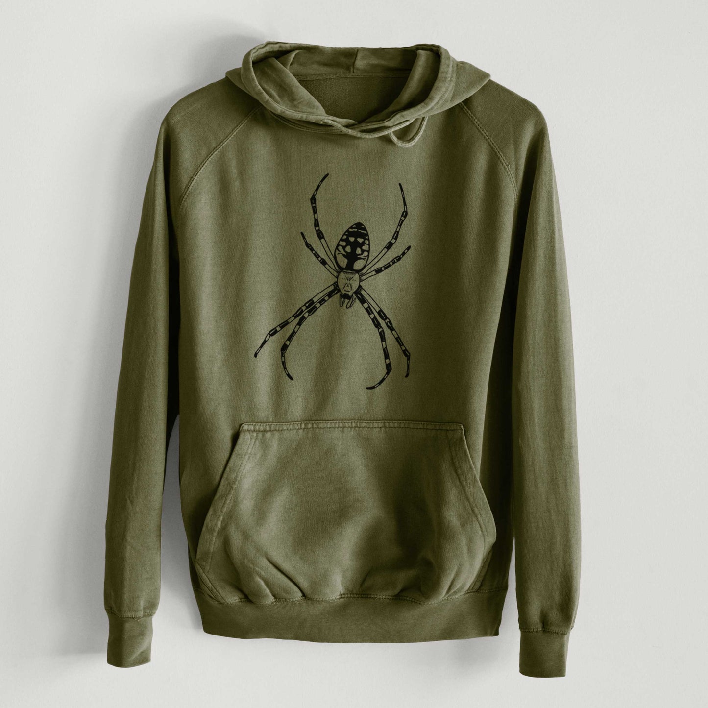 Argiope aurantia - Yellow Garden Spider  - Mid-Weight Unisex Vintage 100% Cotton Hoodie