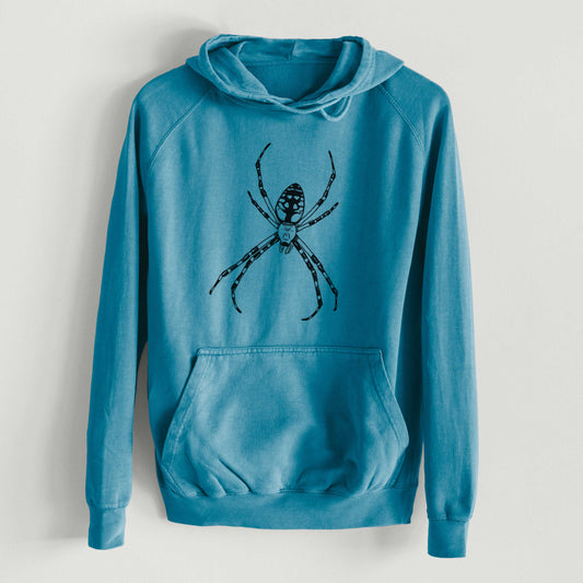 Argiope aurantia - Yellow Garden Spider  - Mid-Weight Unisex Vintage 100% Cotton Hoodie
