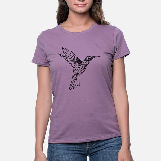 Geometric Hummingbird - Women's Crewneck - Made in USA - 100% Organic Cotton