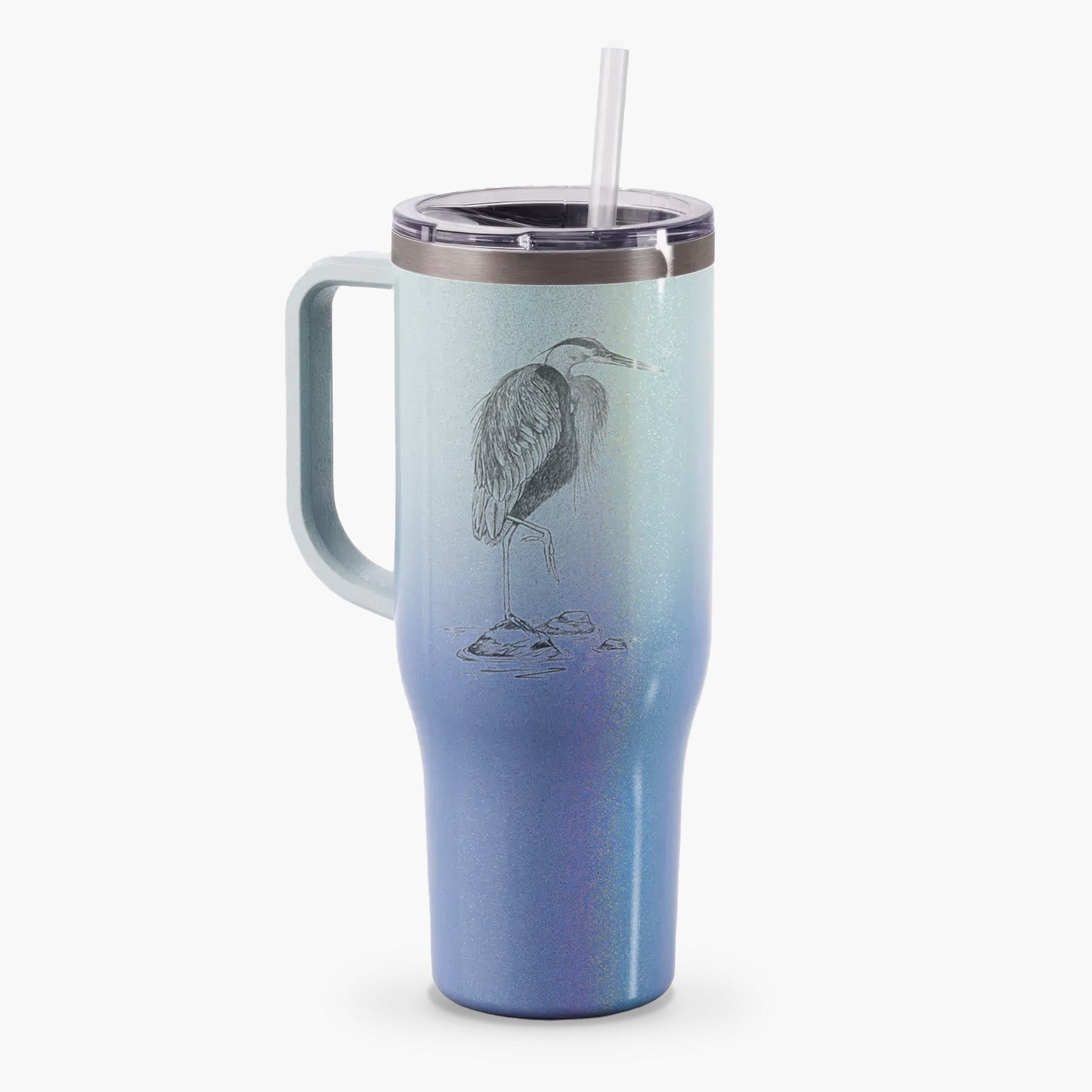 Ardea herodias - Great Blue Heron - 40oz Tumbler with Handle