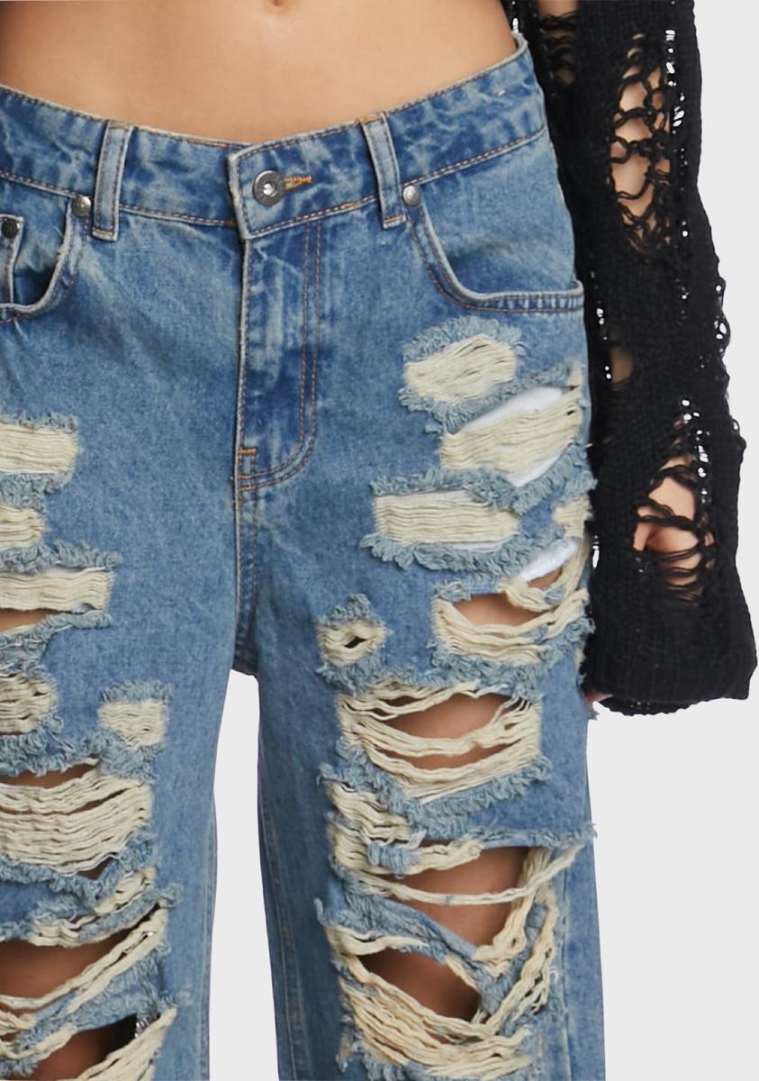 Blue Distressed Release Jeans