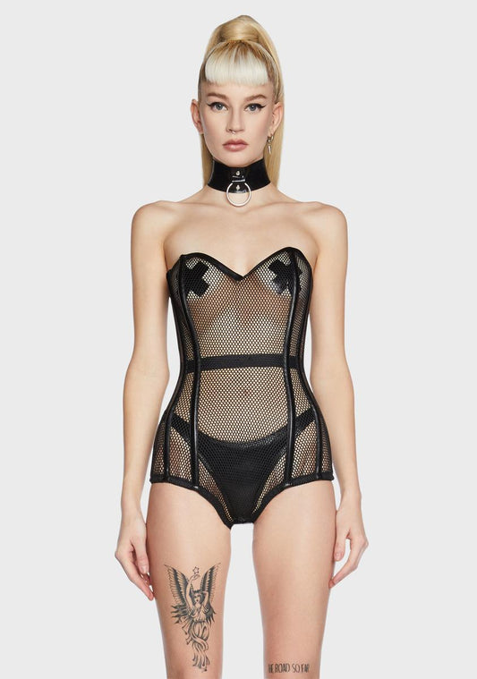 Top Drawer Fishnet Corseted Bodysuit