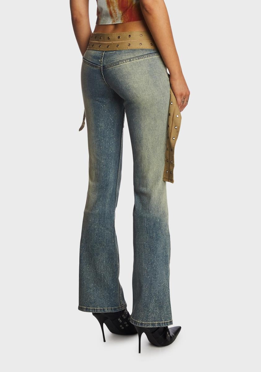 Strap Up Stonewash Jeans