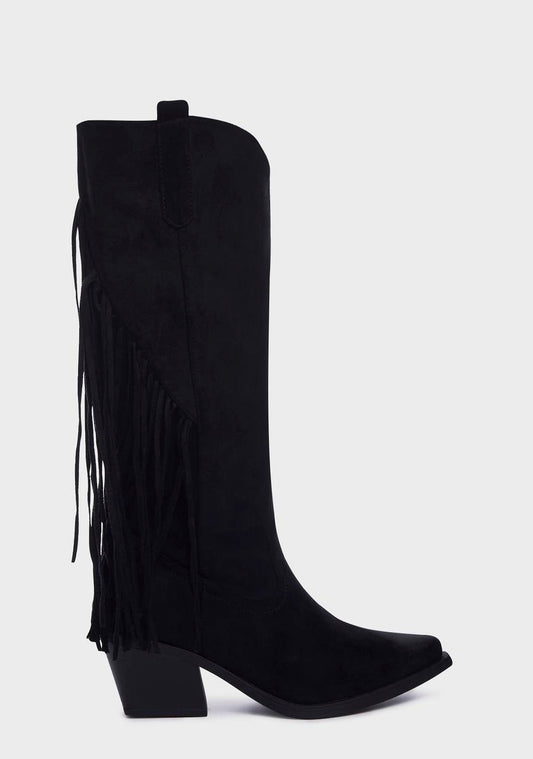 Swept Away Cowboy Boots - Black