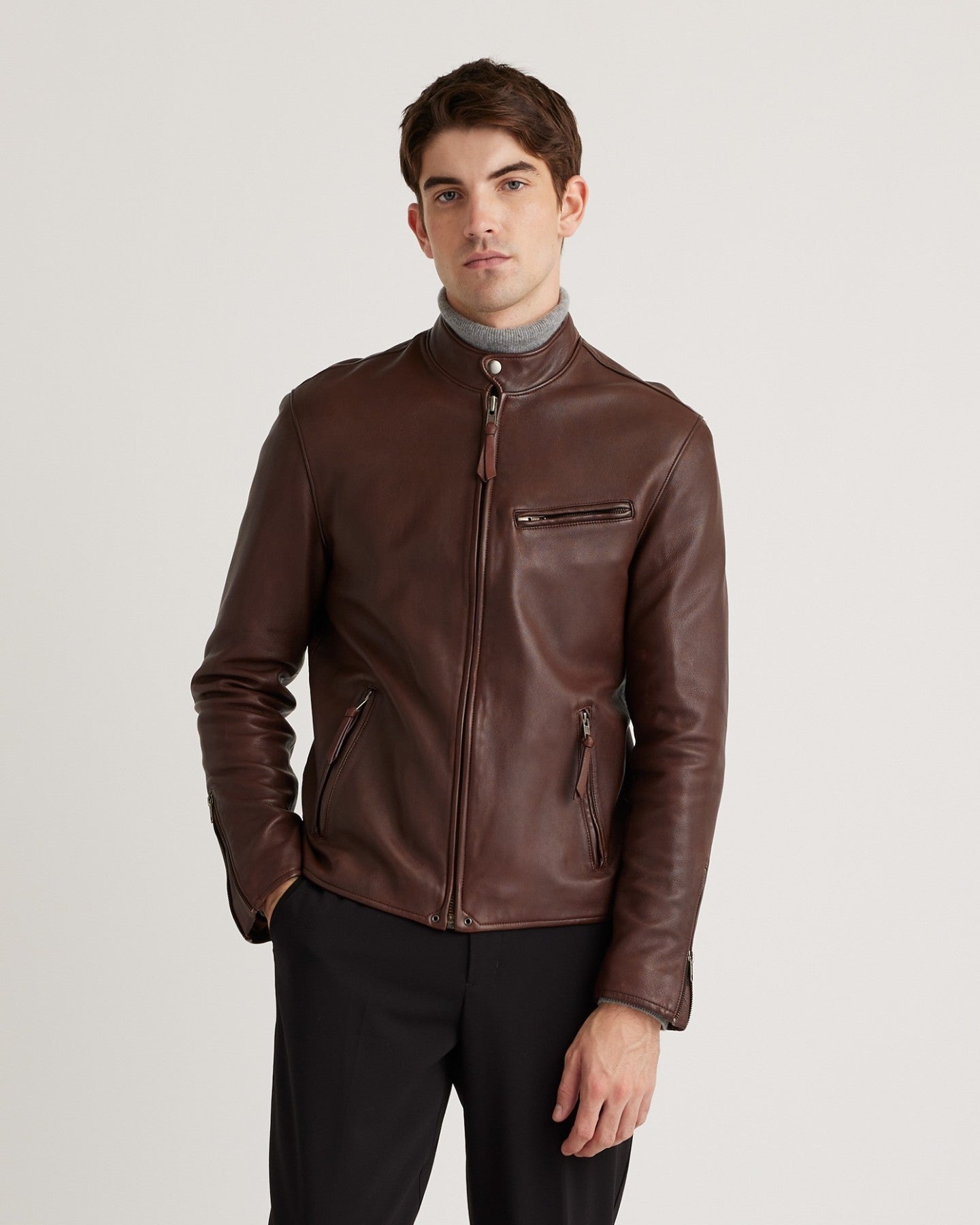 100% Leather Café Racer Jacket