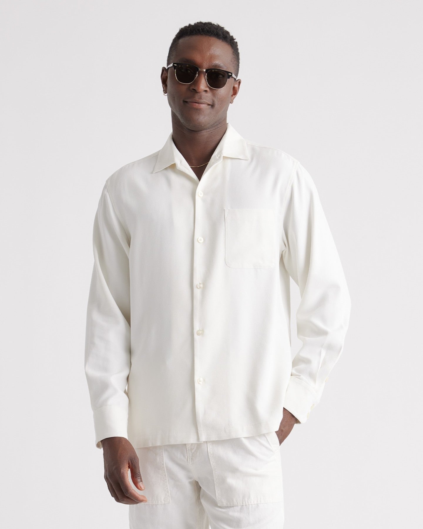 100% Silk Twill Long Sleeve Shirt