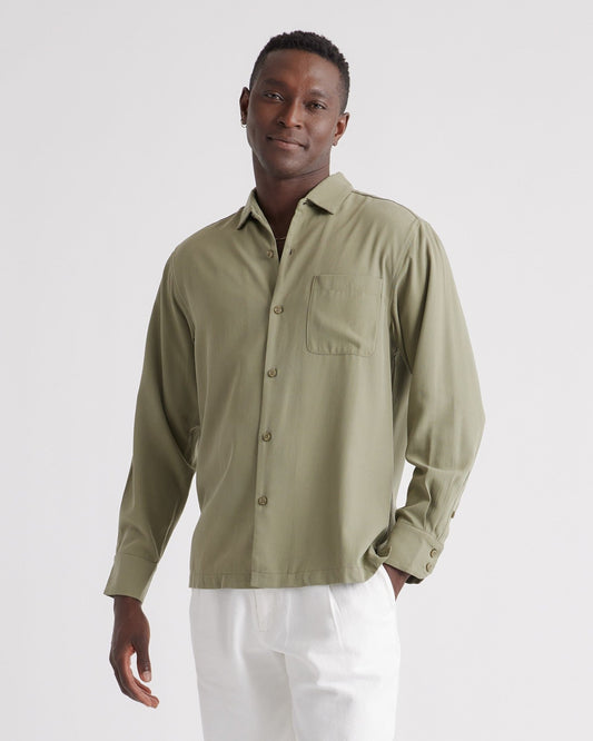 100% Silk Twill Long Sleeve Shirt