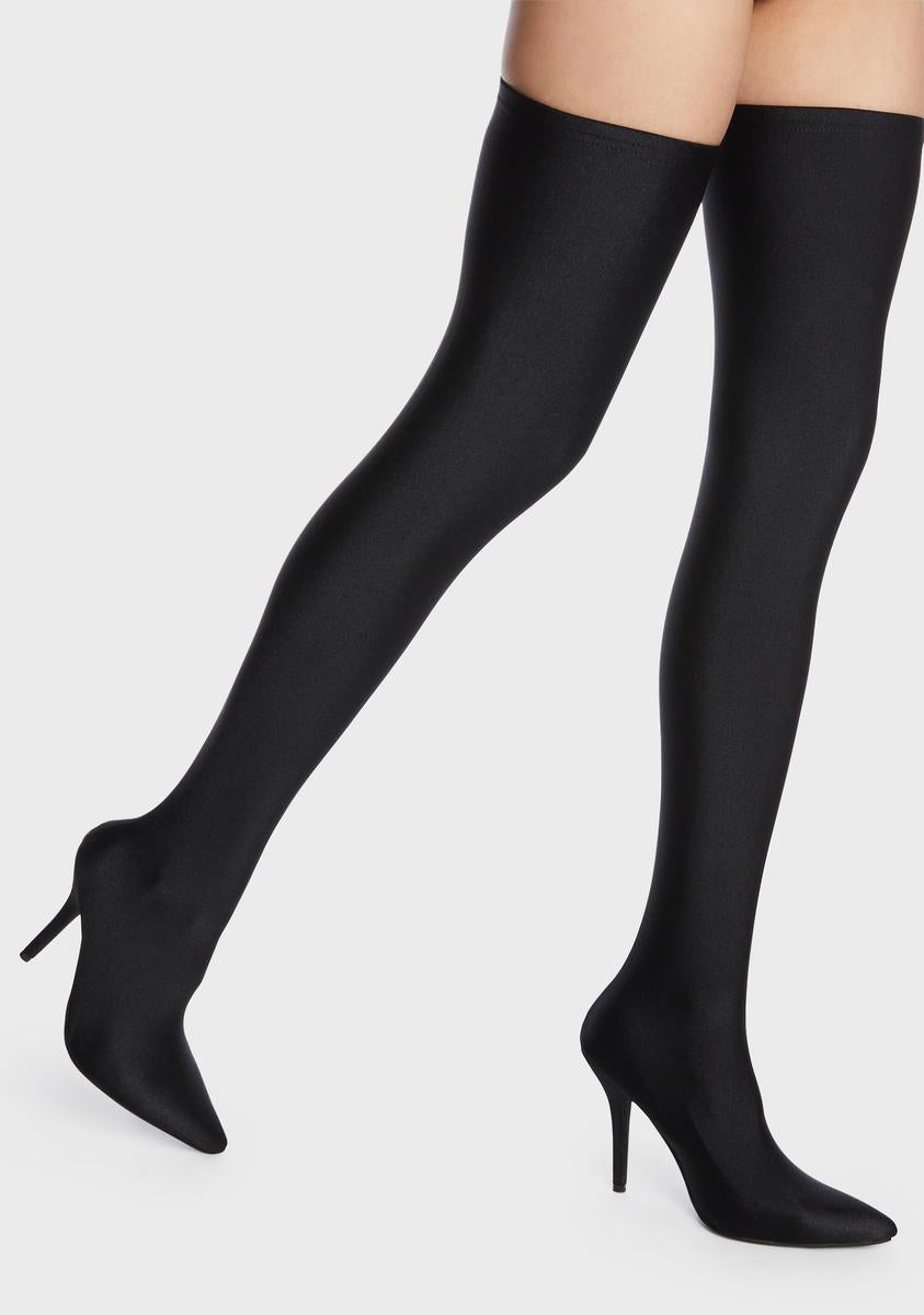 Black Heartout Thigh High Boots
