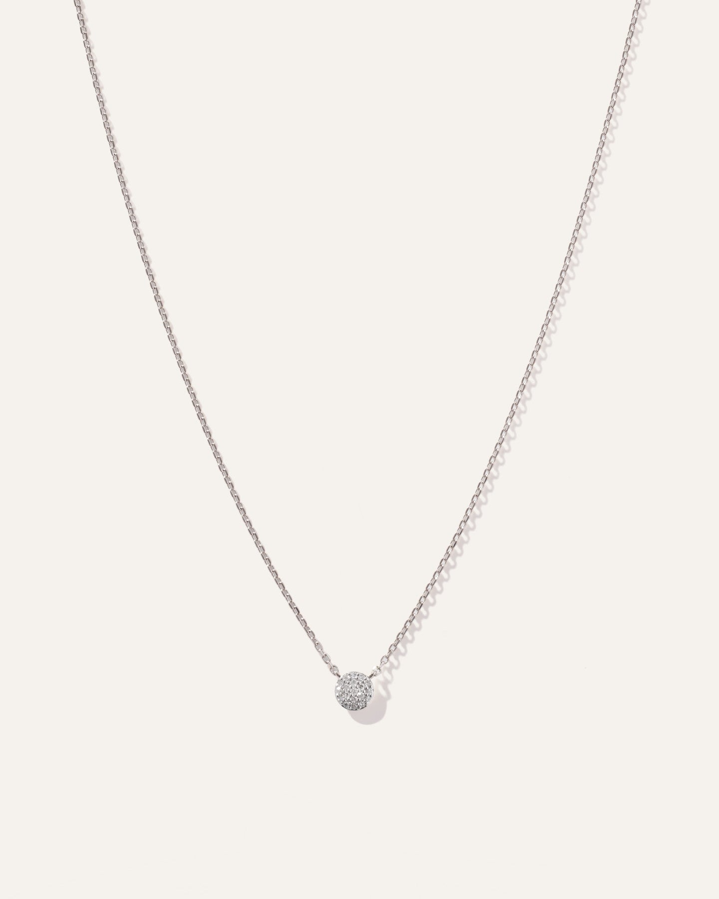 14K Gold Petite Pave Diamond Disc Necklace