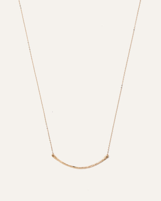 14k Gold Hammered Curve Necklace
