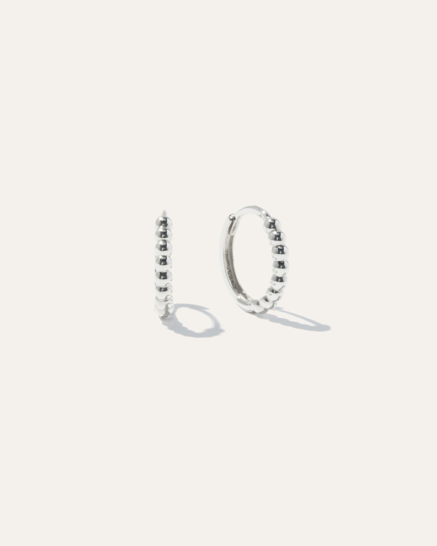 14k Gold Beaded Hoops