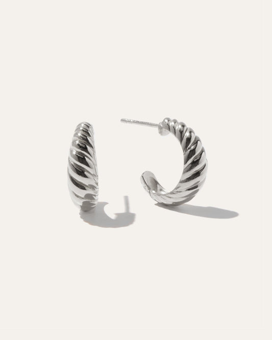 Silver Croissant Hoops