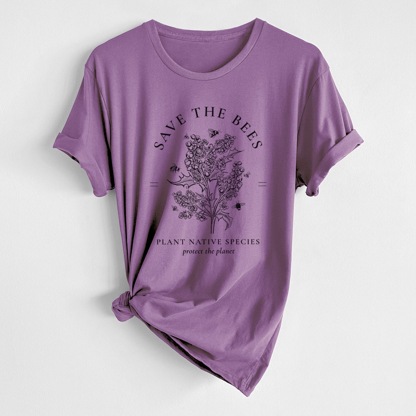 Save the Bees - Plant Native Species - Unisex Crewneck - Made in USA - 100% Organic Cotton
