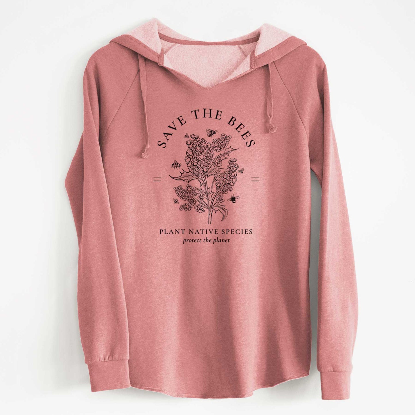 Save the Bees - Plant Native Species - Cali Wave Hooded Sweatshirt