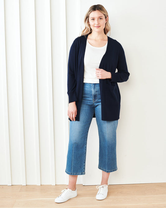 Australian Merino Wool Open Cardigan Sweater