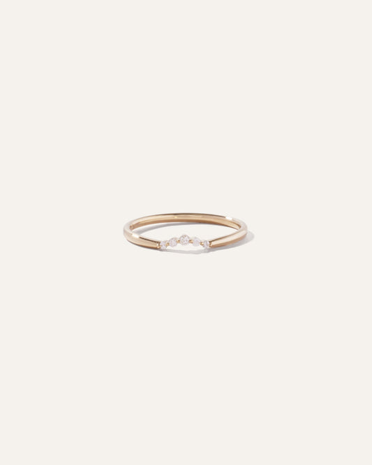 14K Gold Diamond Curve Ring