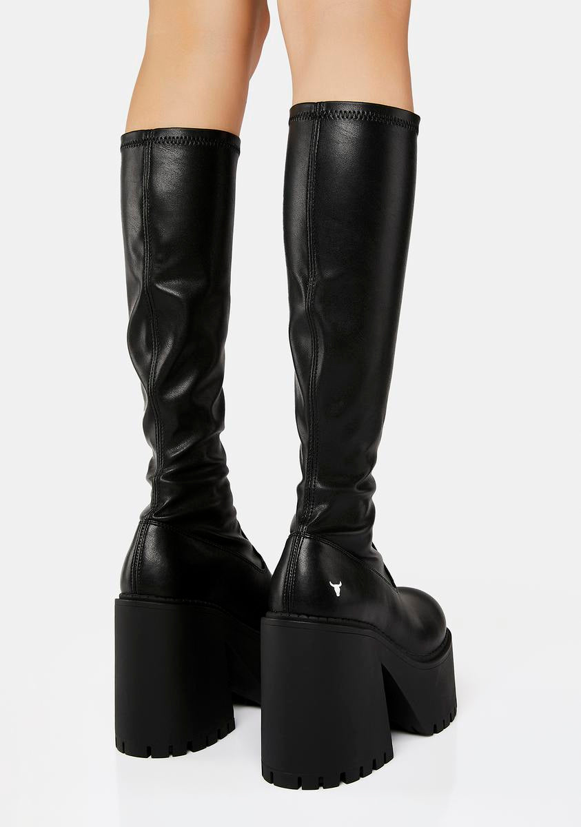 Dreamz Black Stretch Sock Boots