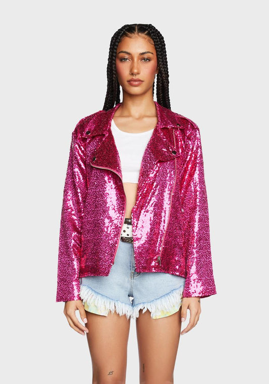 Sparks Of Joy Sequin Moto Jacket