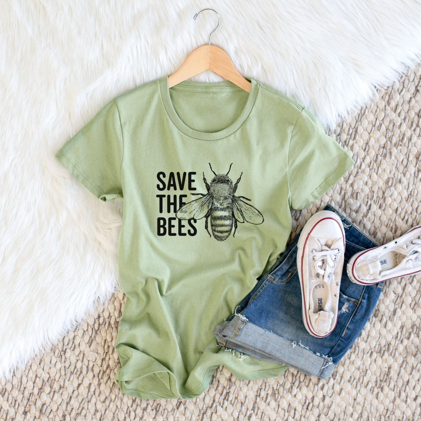 Save the Bees - Women's Crewneck - Made in USA - 100% Organic Cotton