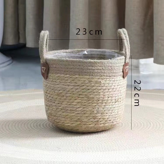 Wicker Planter Basket Natural Flower Pot Home Decor Garden Bamboo Seagrass Sunderies Storage Baskets Toy Holders