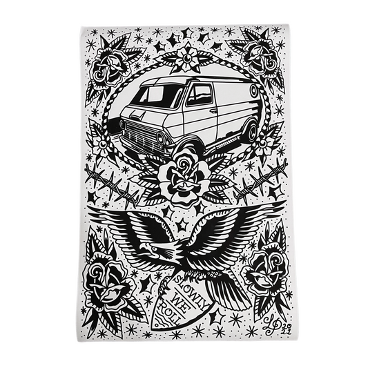 Black & White Slowly We Roll Fine Art Print