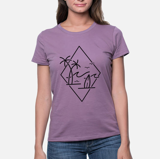 Summer Surf Diamond - Women's Crewneck - Made in USA - 100% Organic Cotton