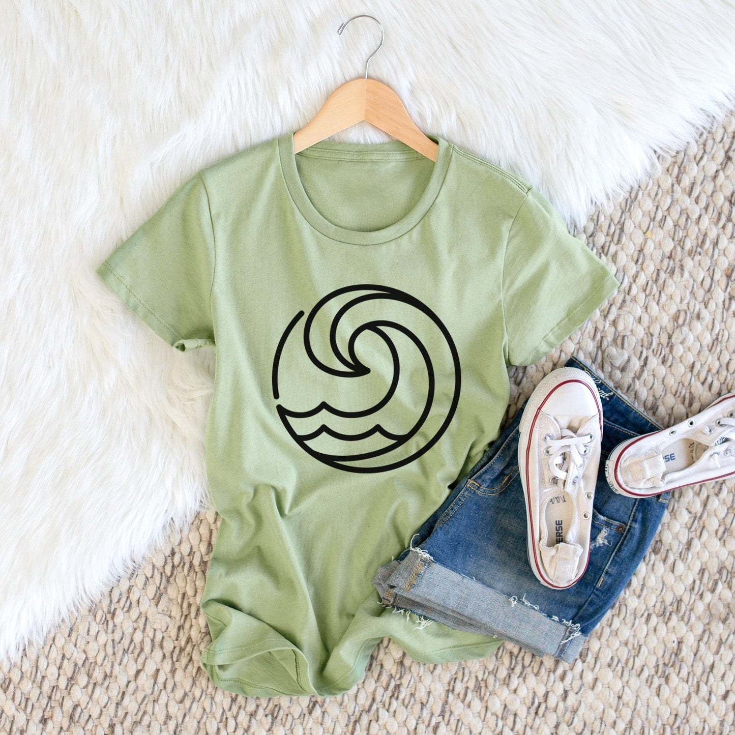 Tidal Wave Circle - Women's Crewneck - Made in USA - 100% Organic Cotton