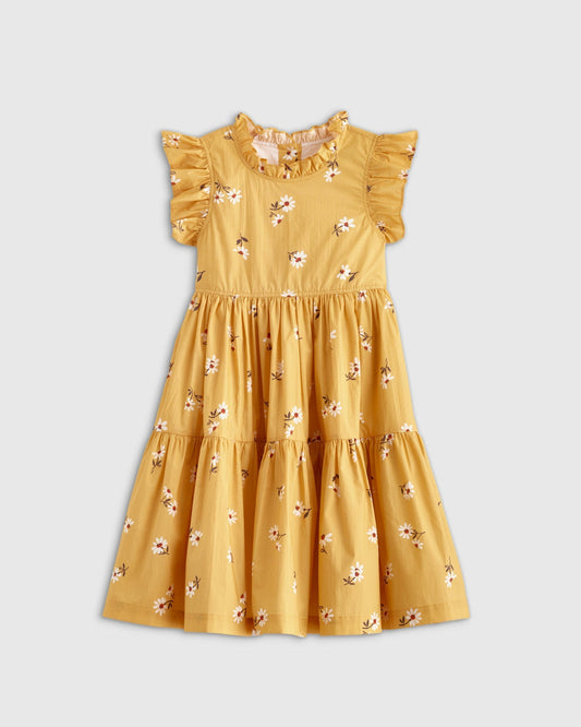 100% Cotton Poplin Ruffle Sleeve Dress