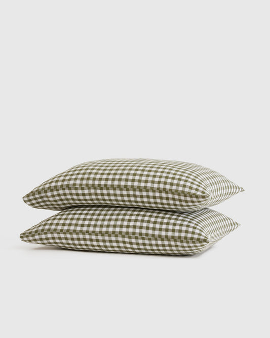 European Linen Gingham Pillowcase Set