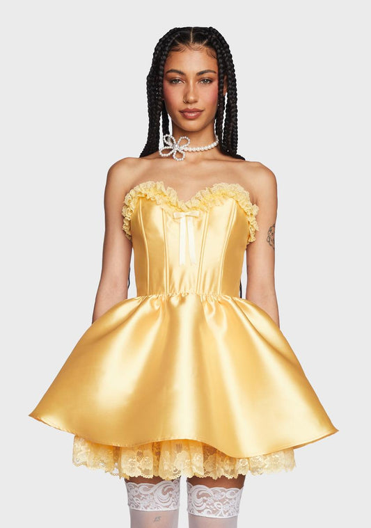 Forever Fancy Corset Dress - Yellow