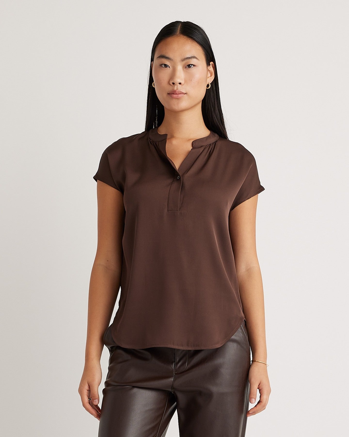 Washable Stretch Silk Dolman Sleeve Blouse
