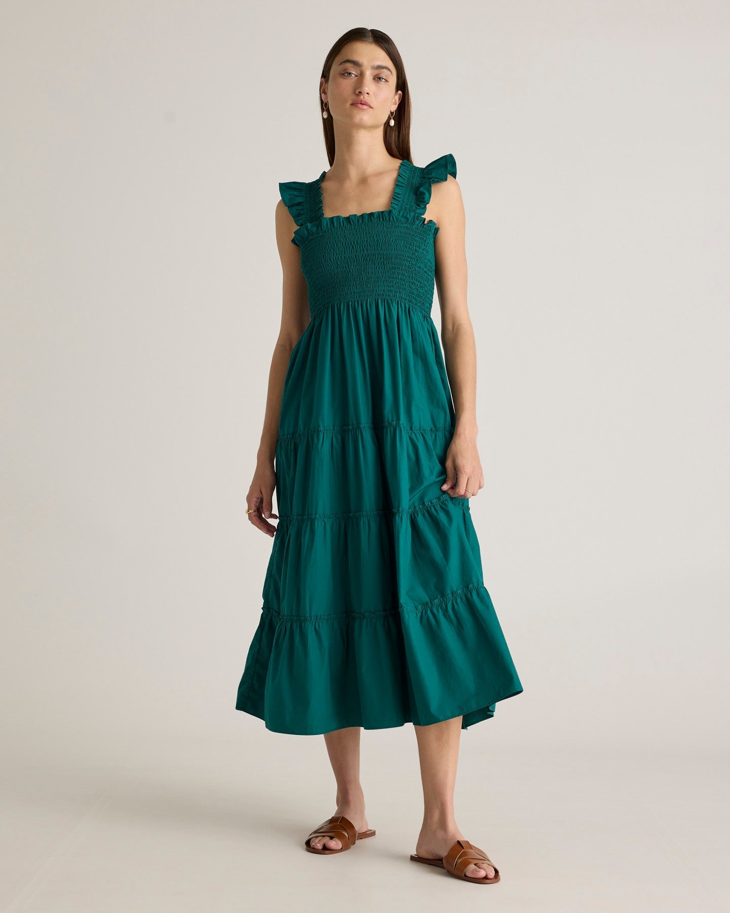 100% Organic Cotton Smocked Midi Dress