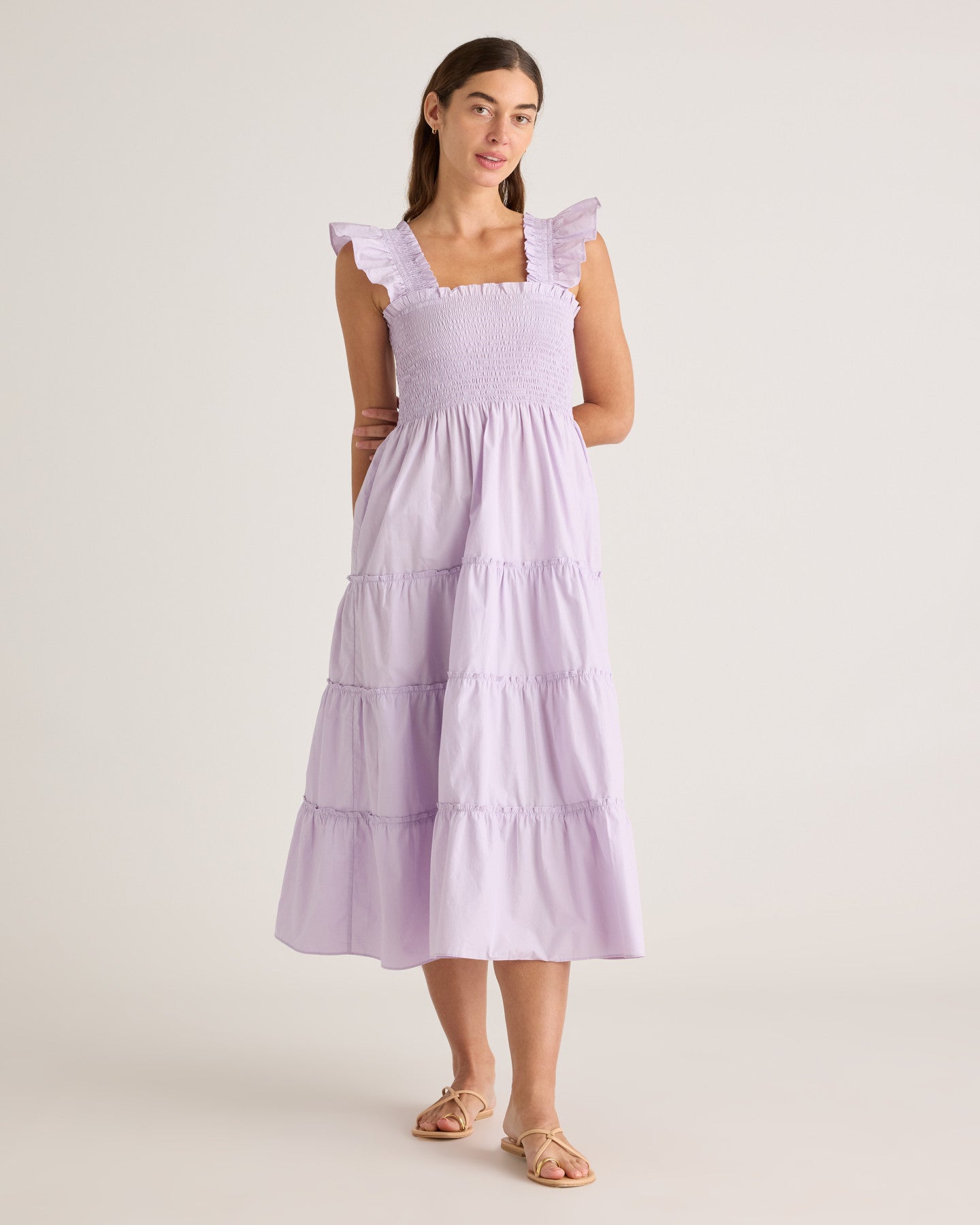 100% Organic Cotton Smocked Midi Dress