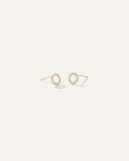 14K Diamond Pave Circle Studs